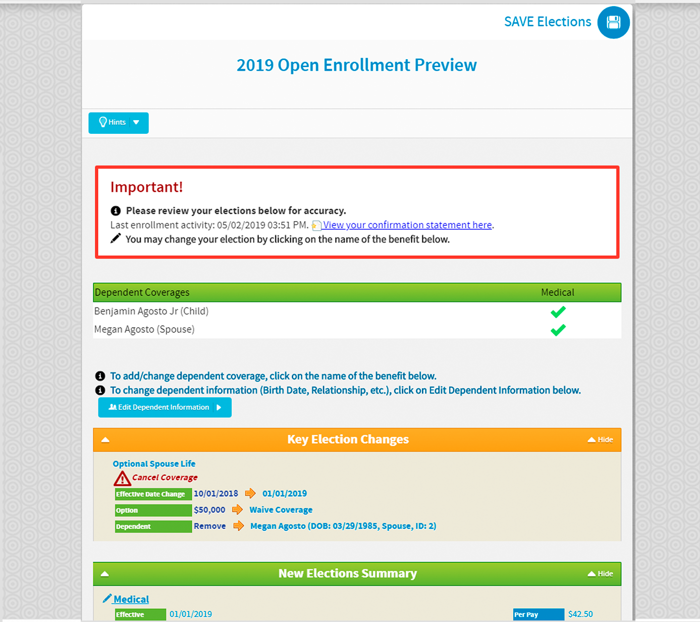 BenXpress self-service enrollment screenshot