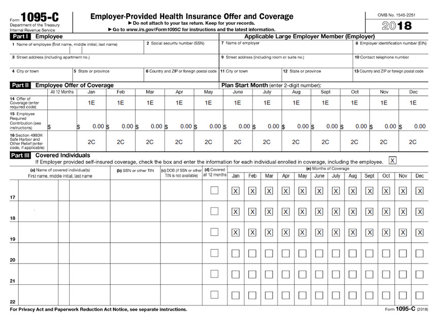 A blank ACA form rotated slightly left